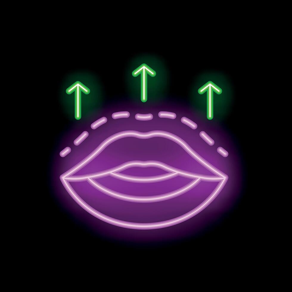 Neon lips cosmetic surgery showing increase lip volume vector