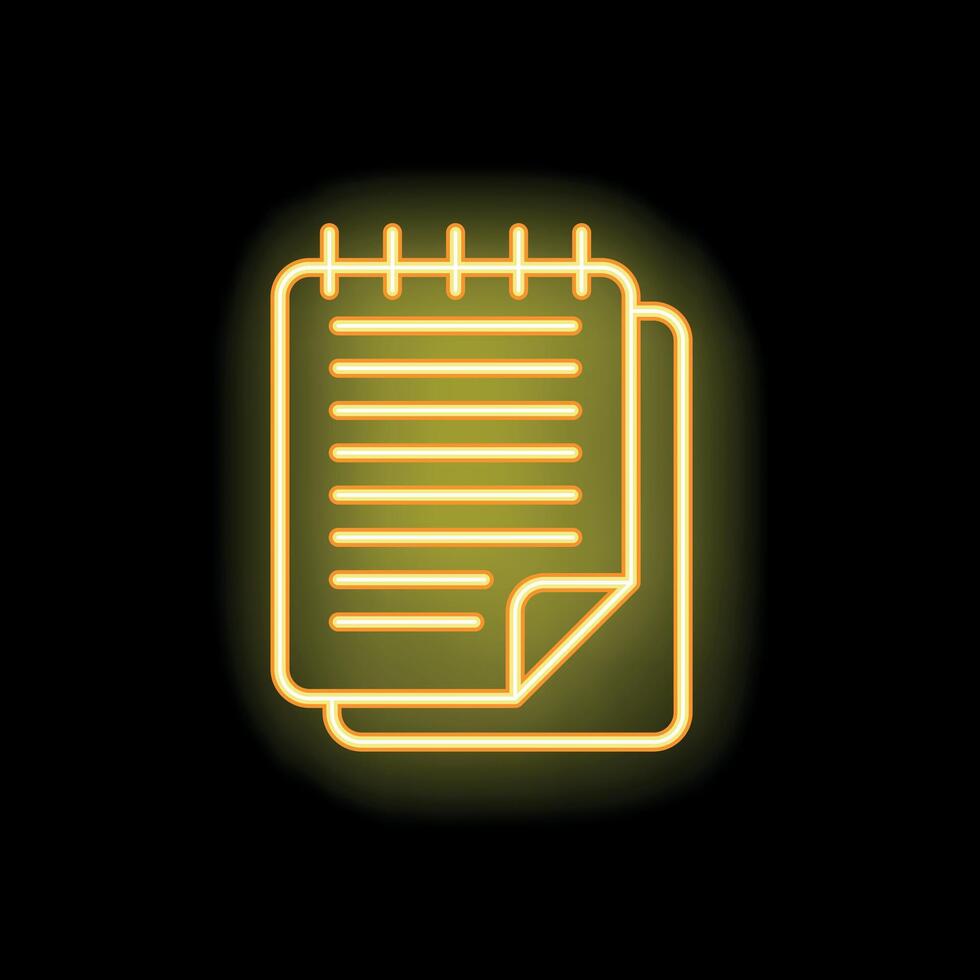 Glowing neon icon of a notepad for taking notes vector