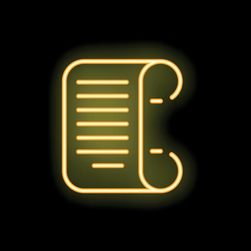 Yellow neon sign of a contract on a black background vector