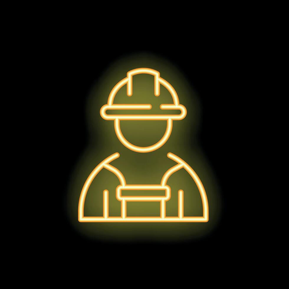 Neon icon of a construction worker wearing a safety helmet vector