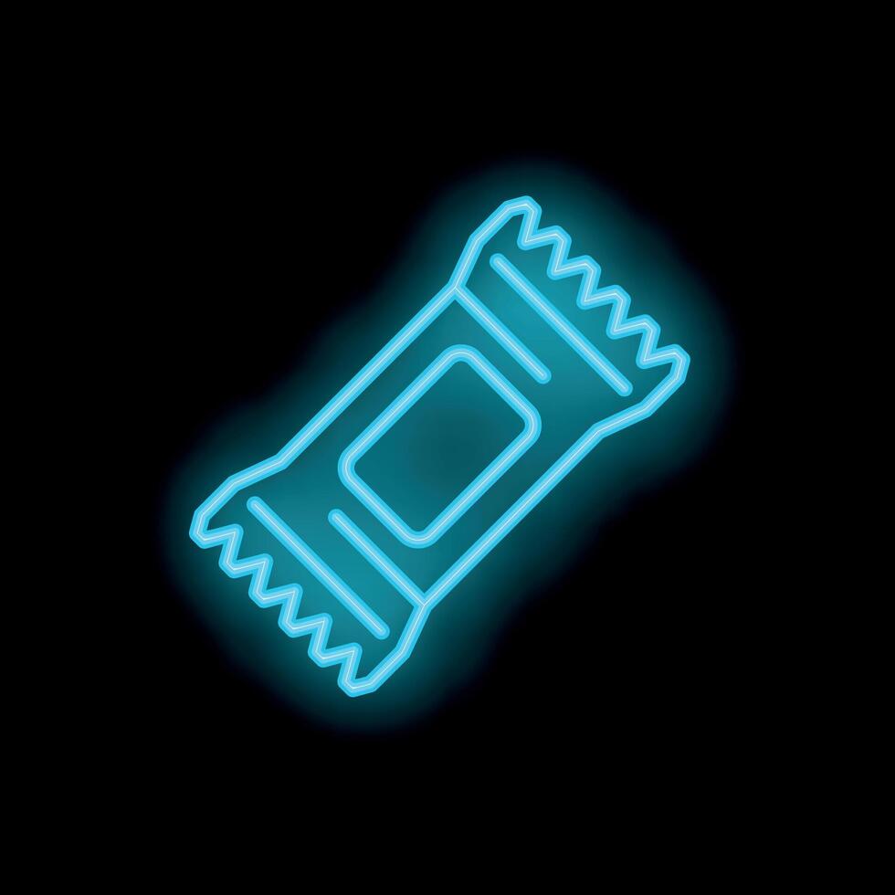 Neon blue flow pack icon glowing against a black background vector