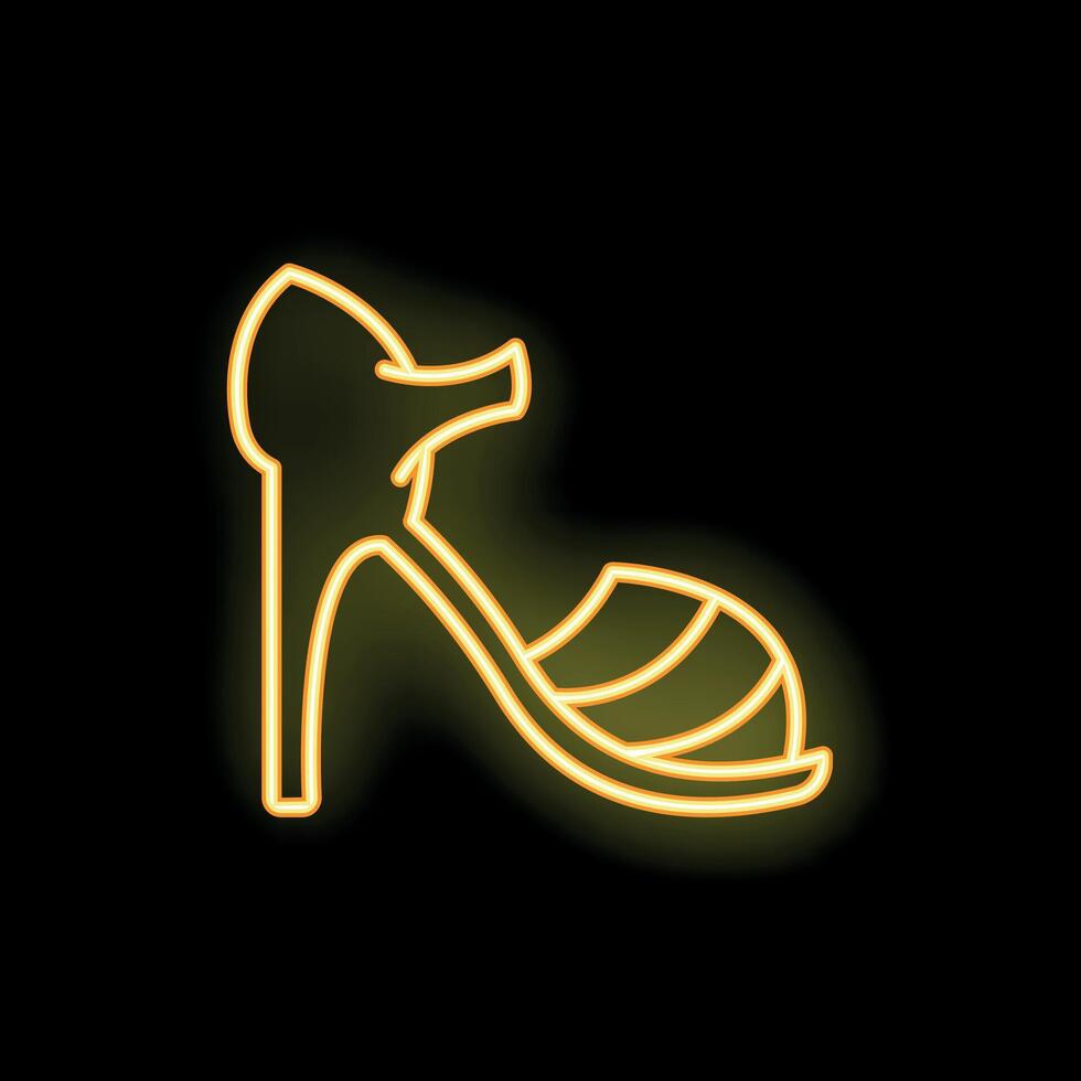 Neon sign showing high heel shoe on black background vector