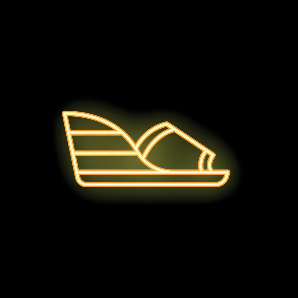 Neon yellow wedge sandal with ankle strap on black background vector