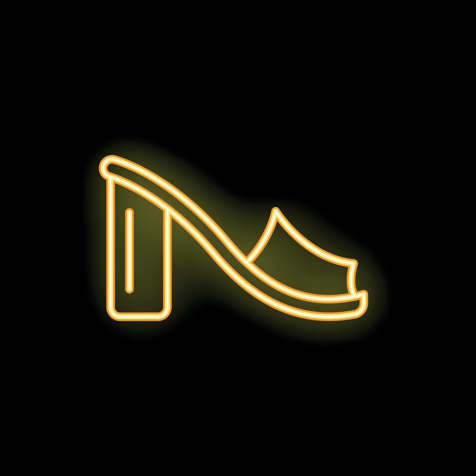 Neon sign representing high heeled shoe on black background vector