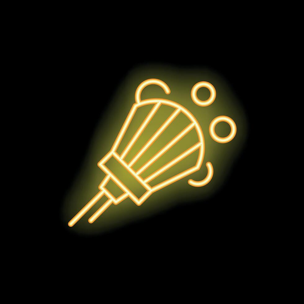 Neon lacrosse stick shining on black background vector