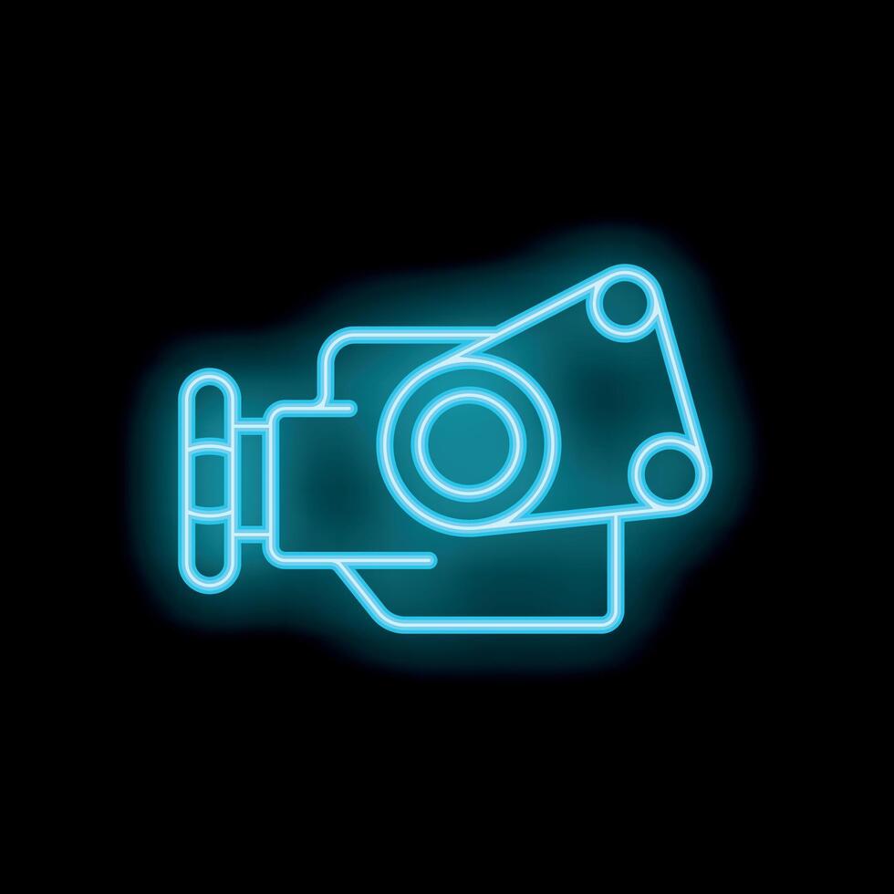 Neon icon of car engine glowing on black background vector