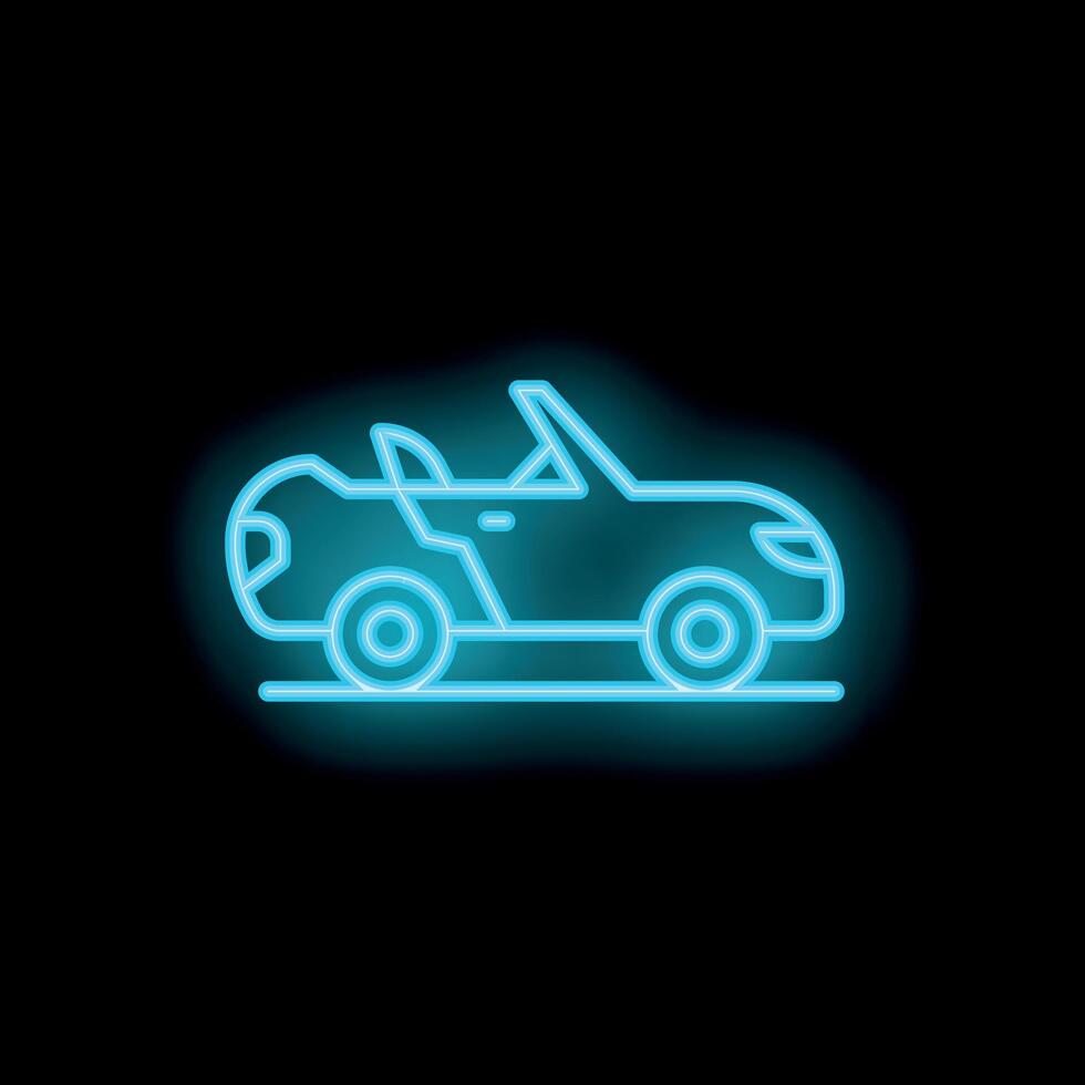 Neon effect glowing icon of a convertible car illustration vector