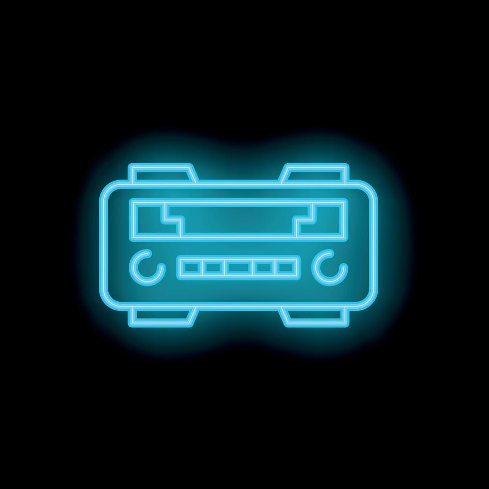 Blue neon sign of car audio system on a black background vector