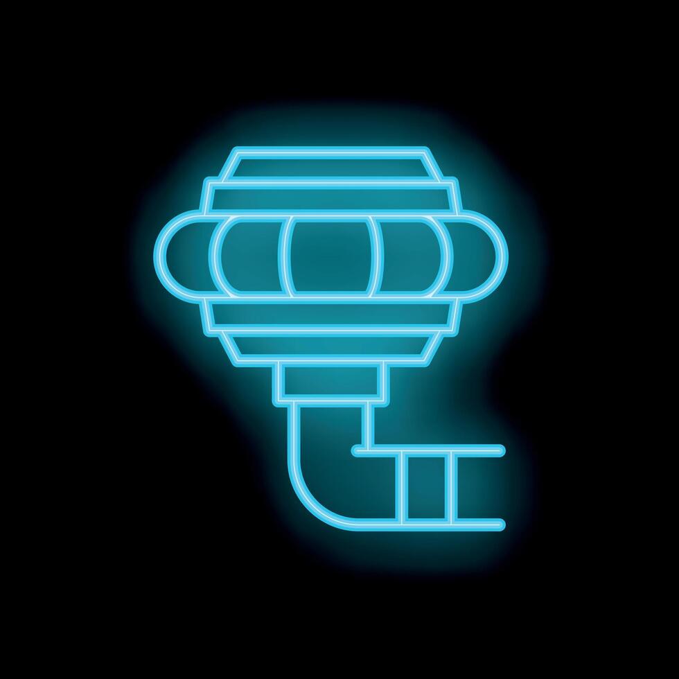 Neon icon of bathyscaphe exploring underwater world vector