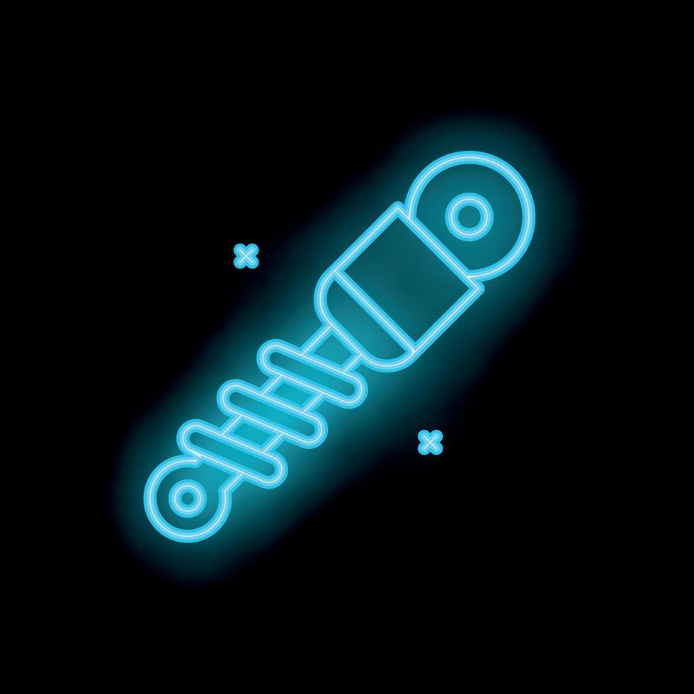 Blue glowing neon line shock absorber icon isolated on black background vector