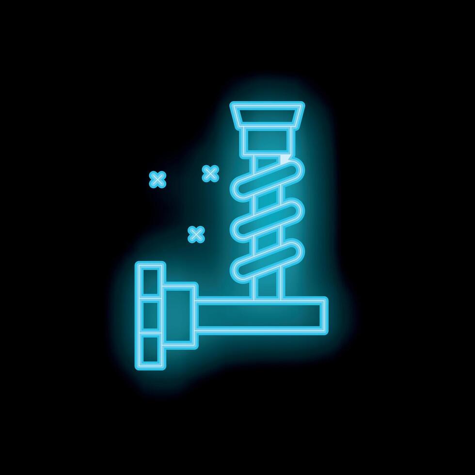 Neon style icon of car suspension system with shock absorber vector