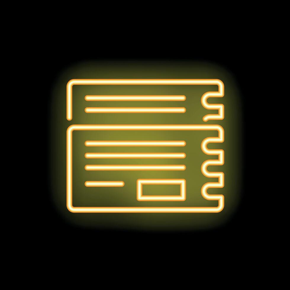 Yellow neon icon of two spiral bound notepads on black background vector