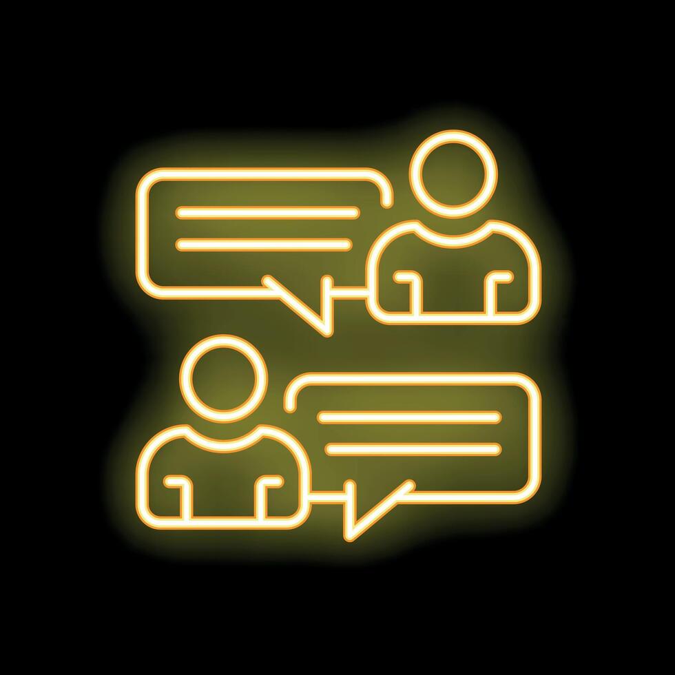Two people communicating with speech bubbles neon sign vector