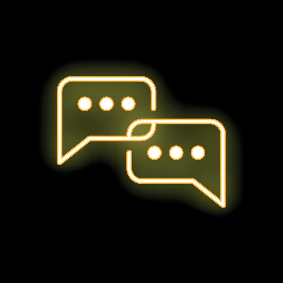 Neon yellow speech bubbles exchanging messages on black background vector