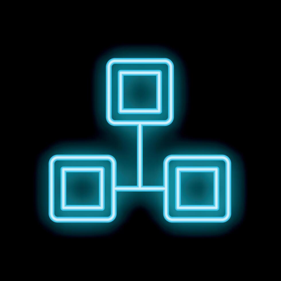 Neon blue site map icon representing website navigation vector