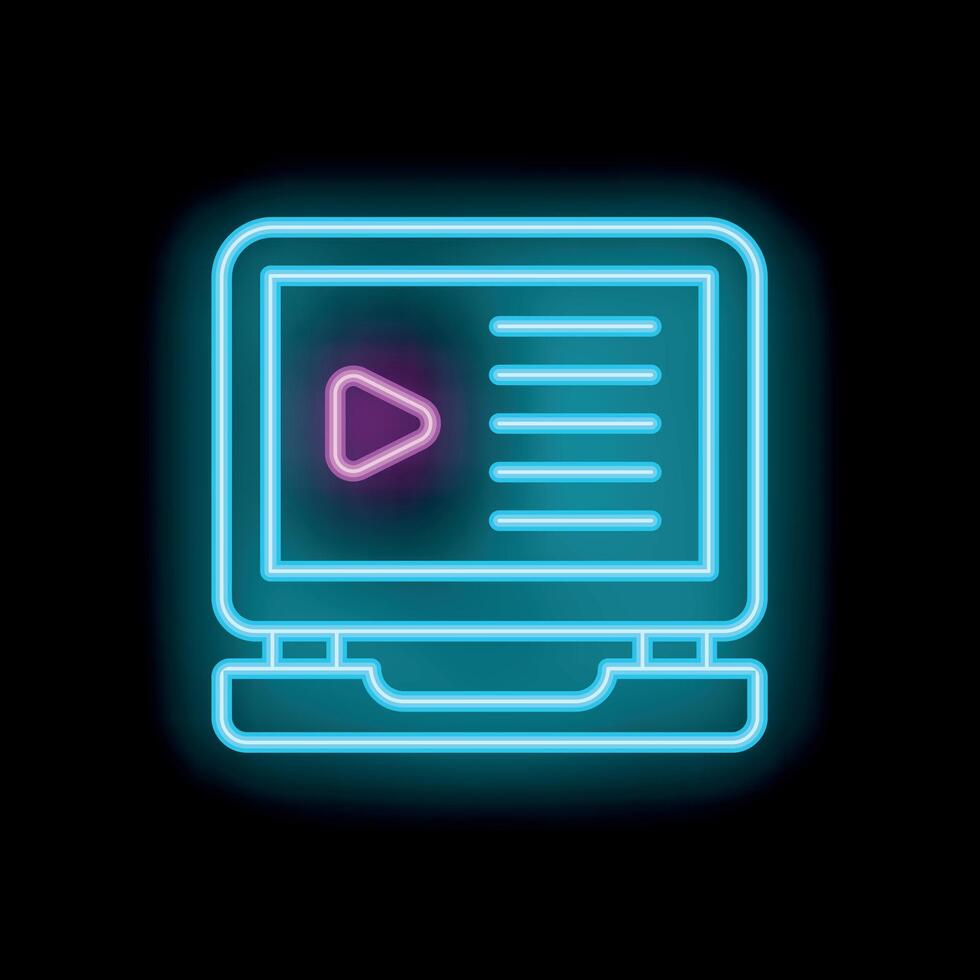 Neon laptop showing streaming platform interface vector