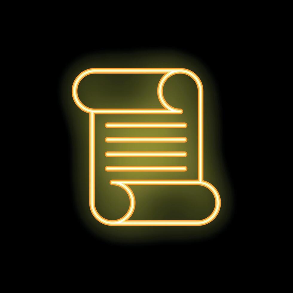 Neon scroll icon with glowing lines on a black background vector