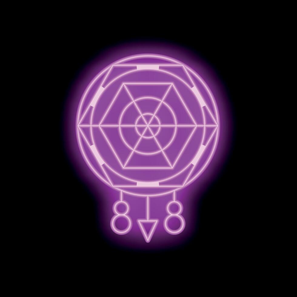 Pink neon light dreamcatcher glowing in the dark vector