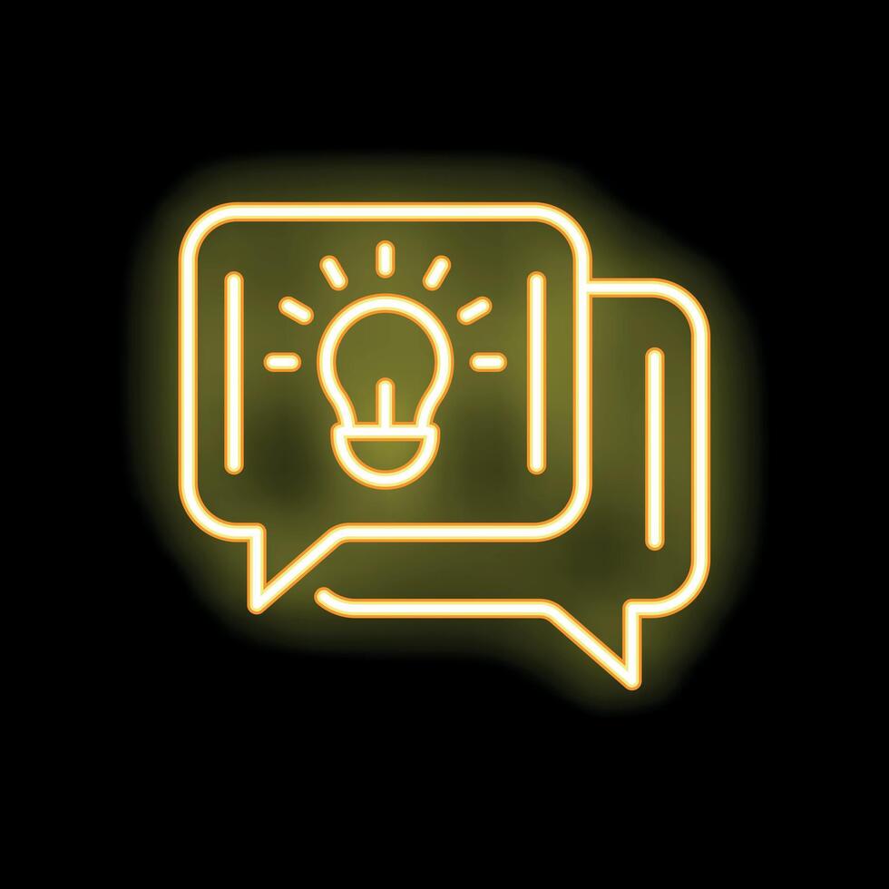 Neon style icon showing two speech bubbles communicating an idea vector
