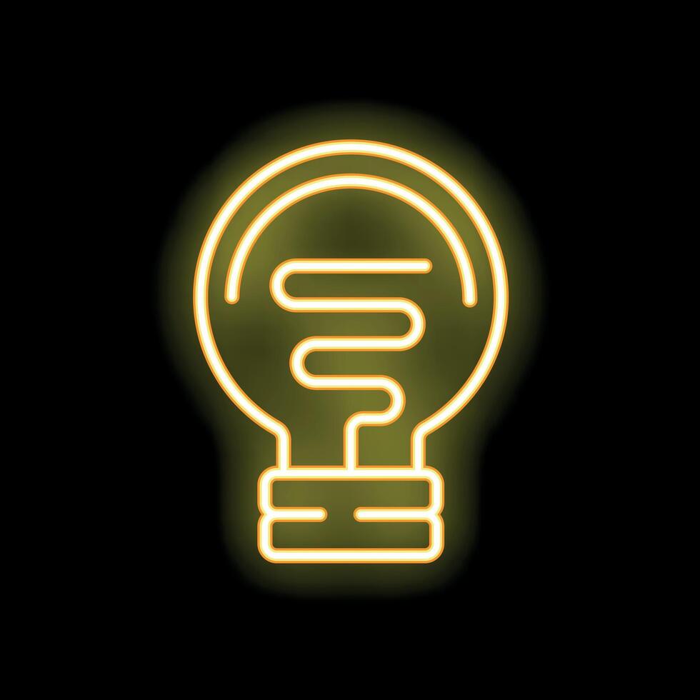 Yellow neon light bulb glowing on dark background vector