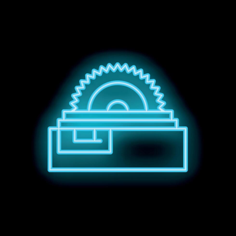 Neon icon of a table saw cutting woodworking tool vector