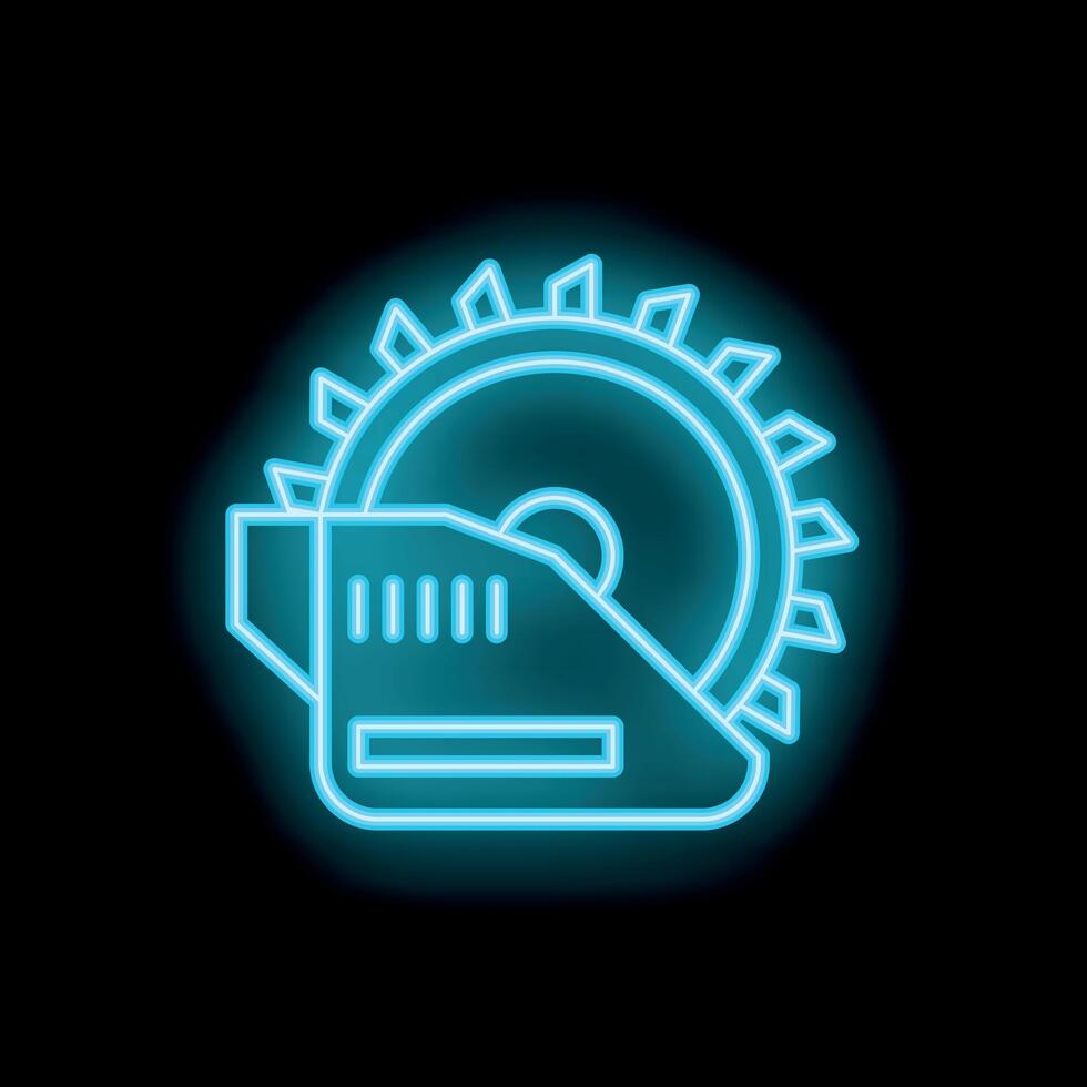 Neon icon of circular saw cutting woodworking power tool vector