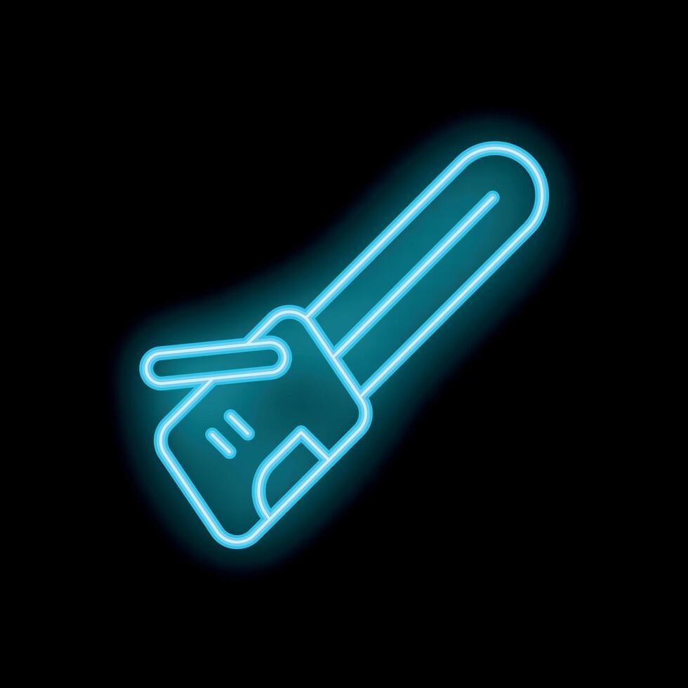 Neon chainsaw glowing on dark background vector