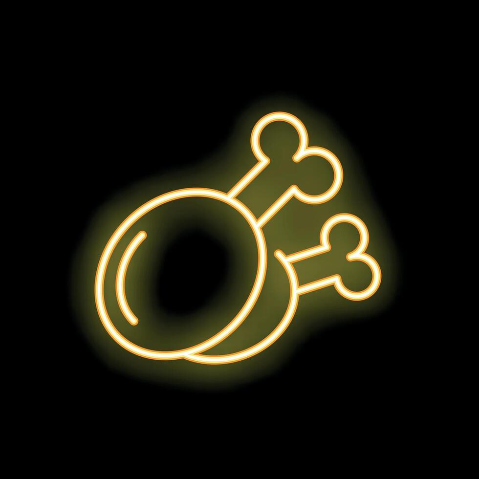 Glowing neon sign showing two chicken legs vector