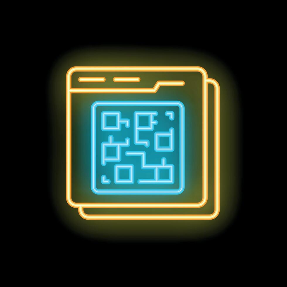 Neon icon of a qr code displayed on a website interface vector