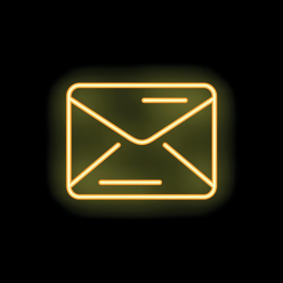 Neon mail icon glowing on black background vector