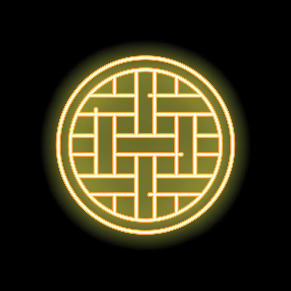 Round wicker basket glowing neon icon on black background vector