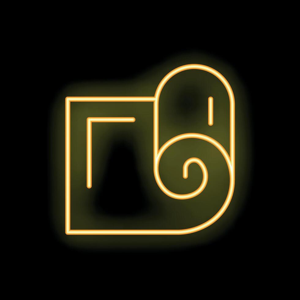 Yellow neon sign of rolled material on a black background vector