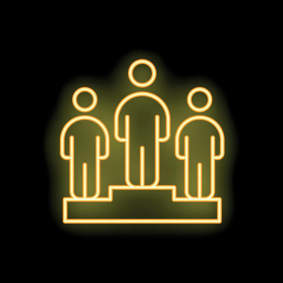Neon icon of three businessmen standing on a podium vector
