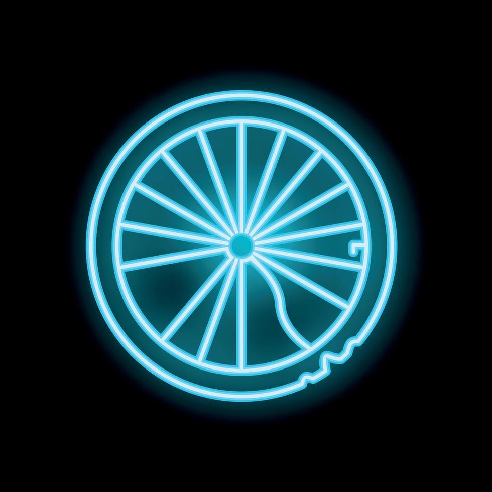 Blue neon sign of a hamster wheel on a black background vector
