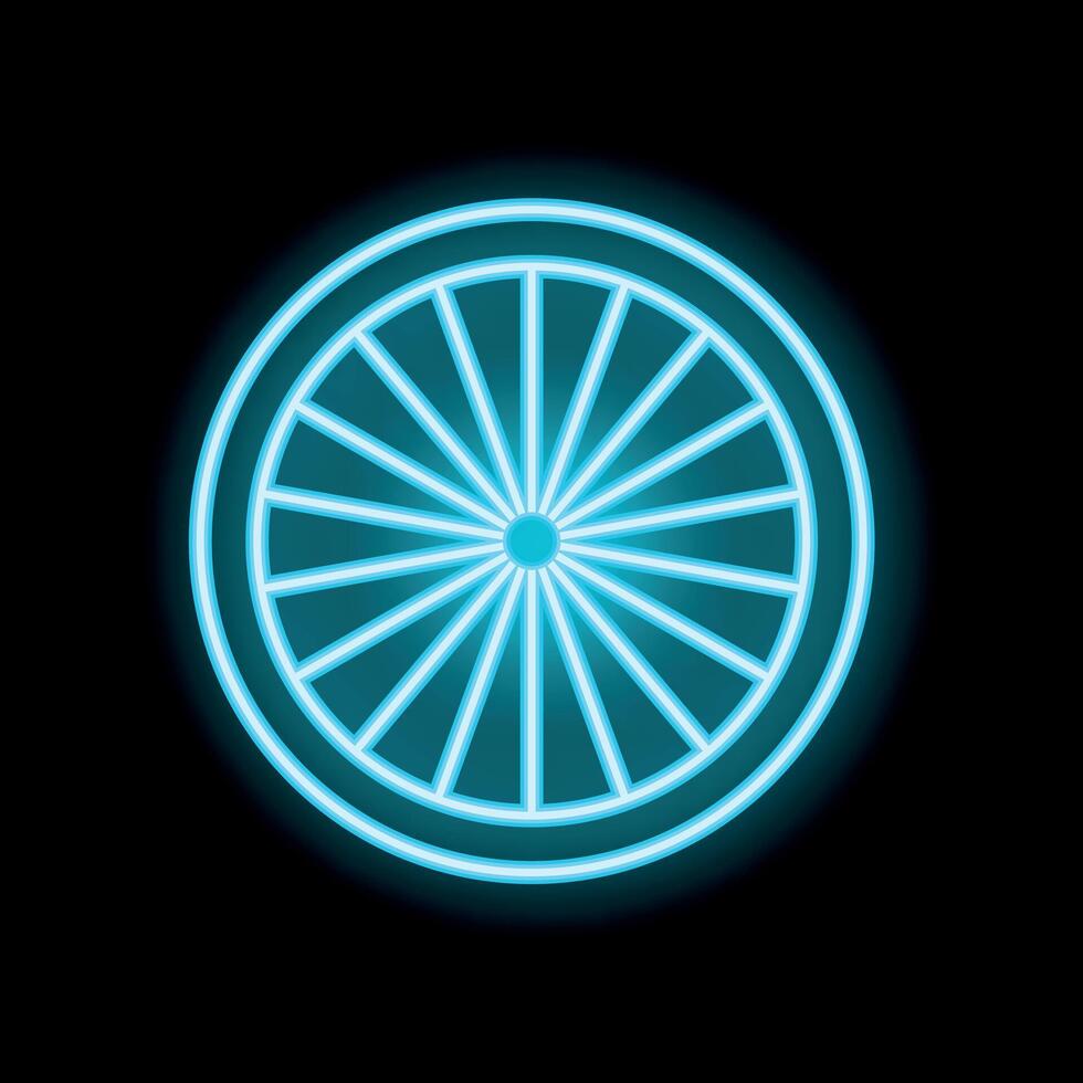 Neon blue shining circle divided into sectors on a black background vector