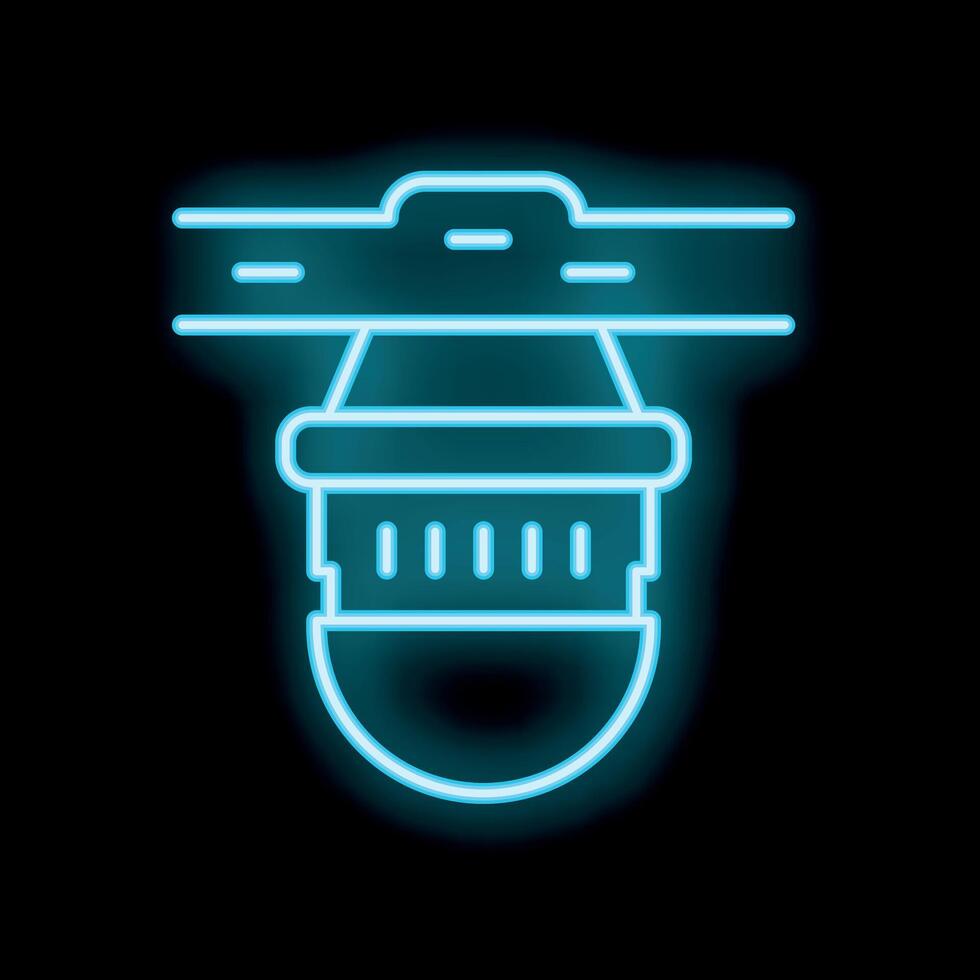 Neon icon of a cctv camera recording showing modern surveillance vector