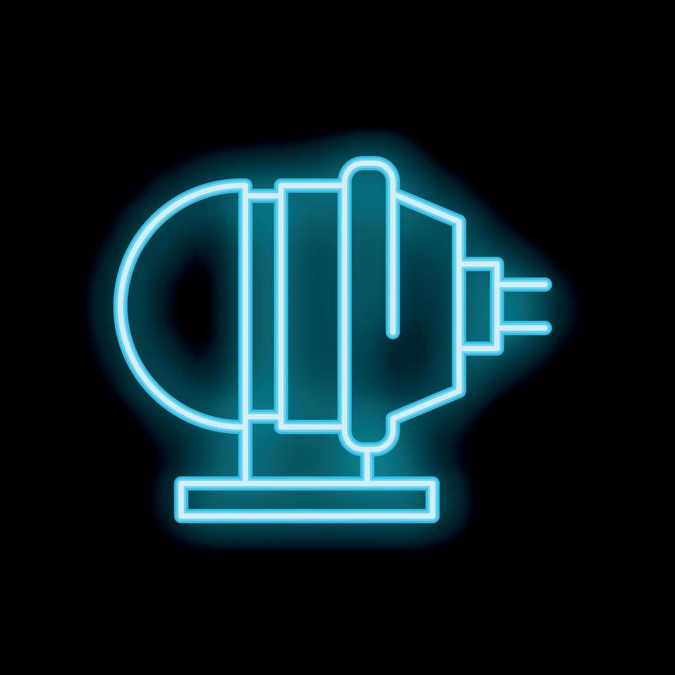 Neon icon of electric motor engine starting using electricity vector