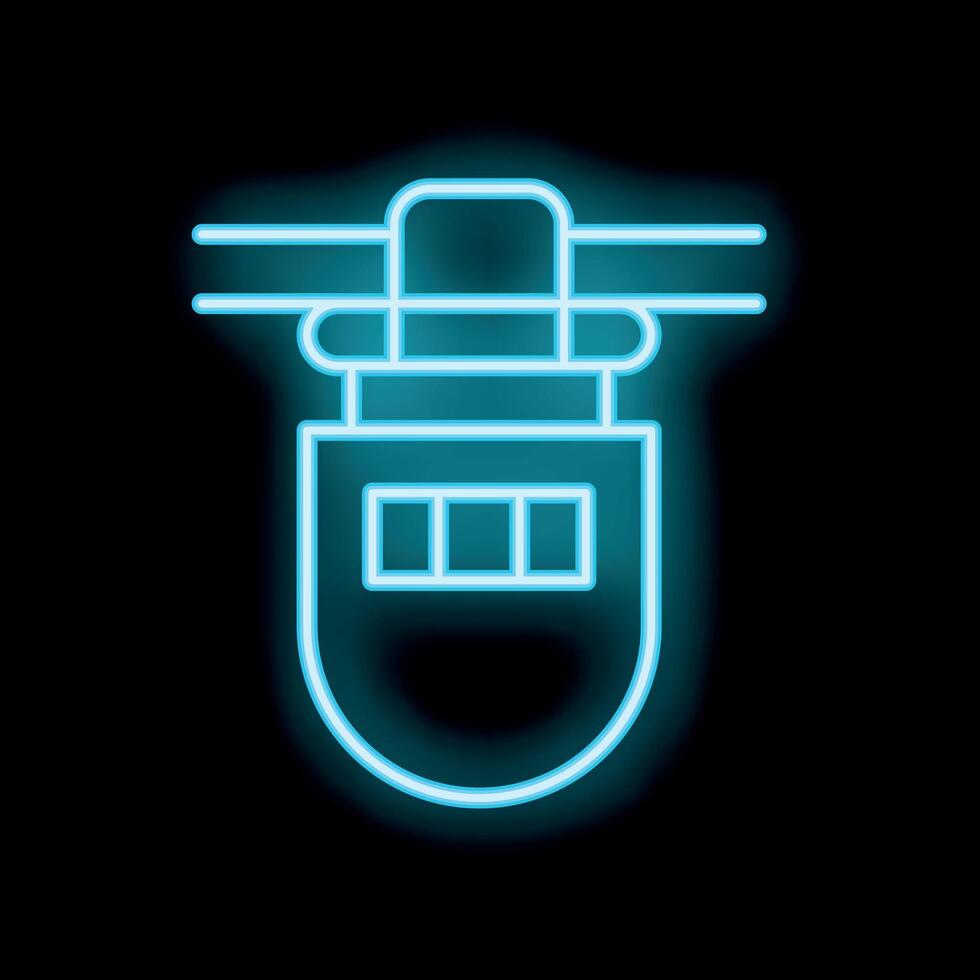 Neon style icon of a cable car moving on high wire vector