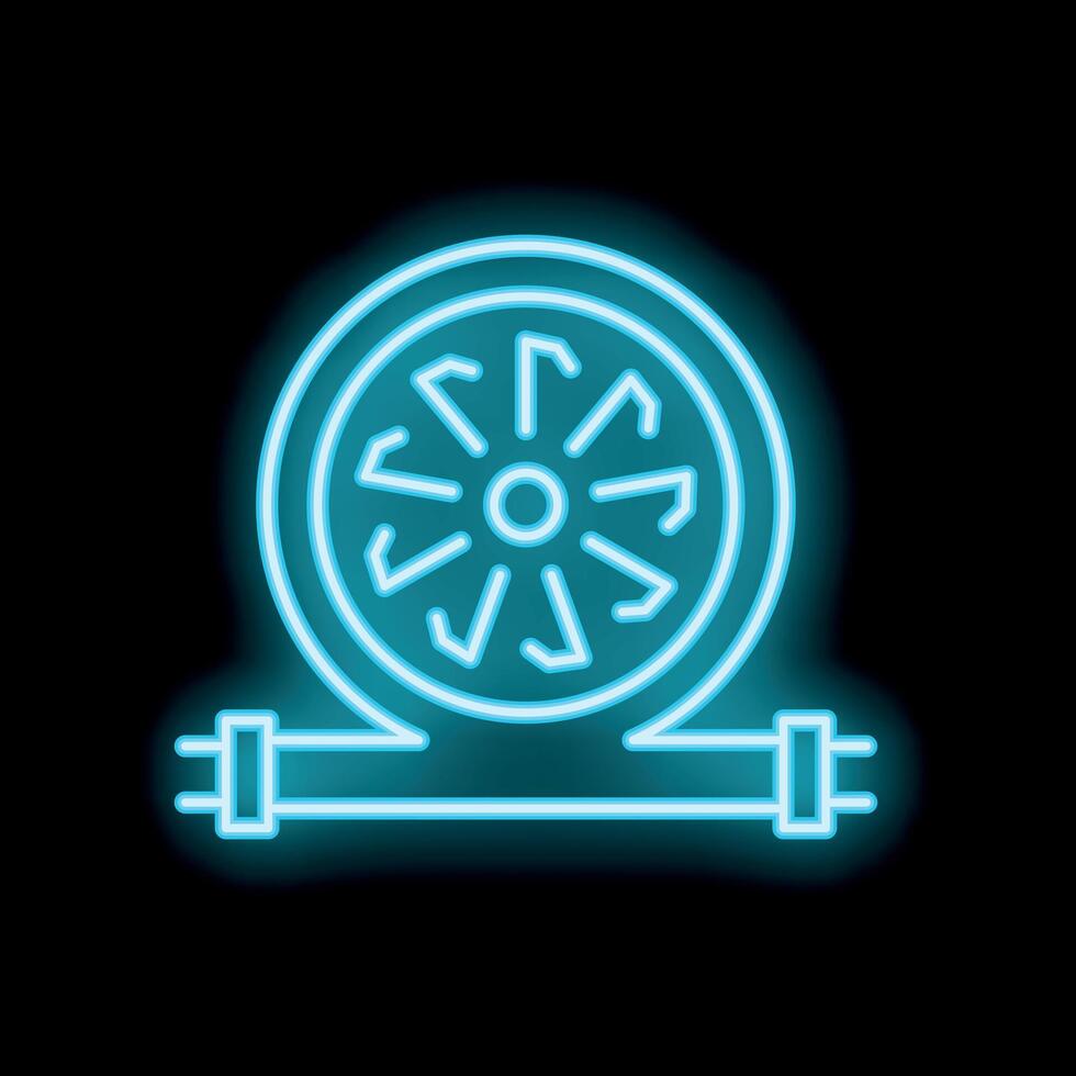 Neon sign representing a water pump with its turbine visible vector