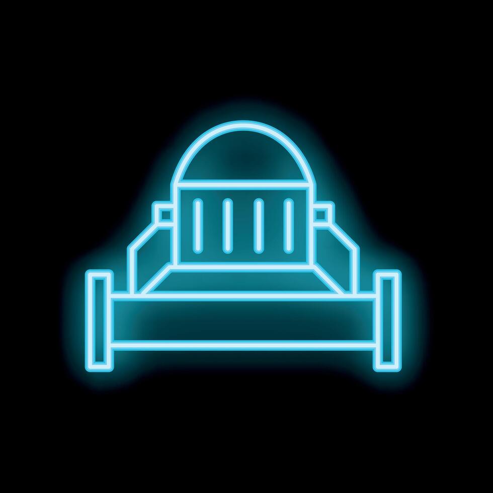 Glowing neon sign of government building on a black background vector