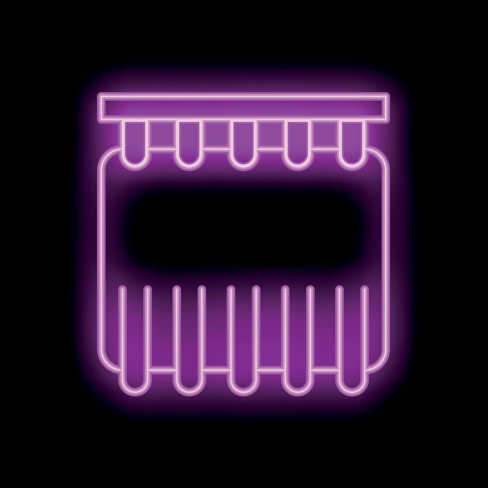 Glowing neon sign depicting shop signboard on a black background vector