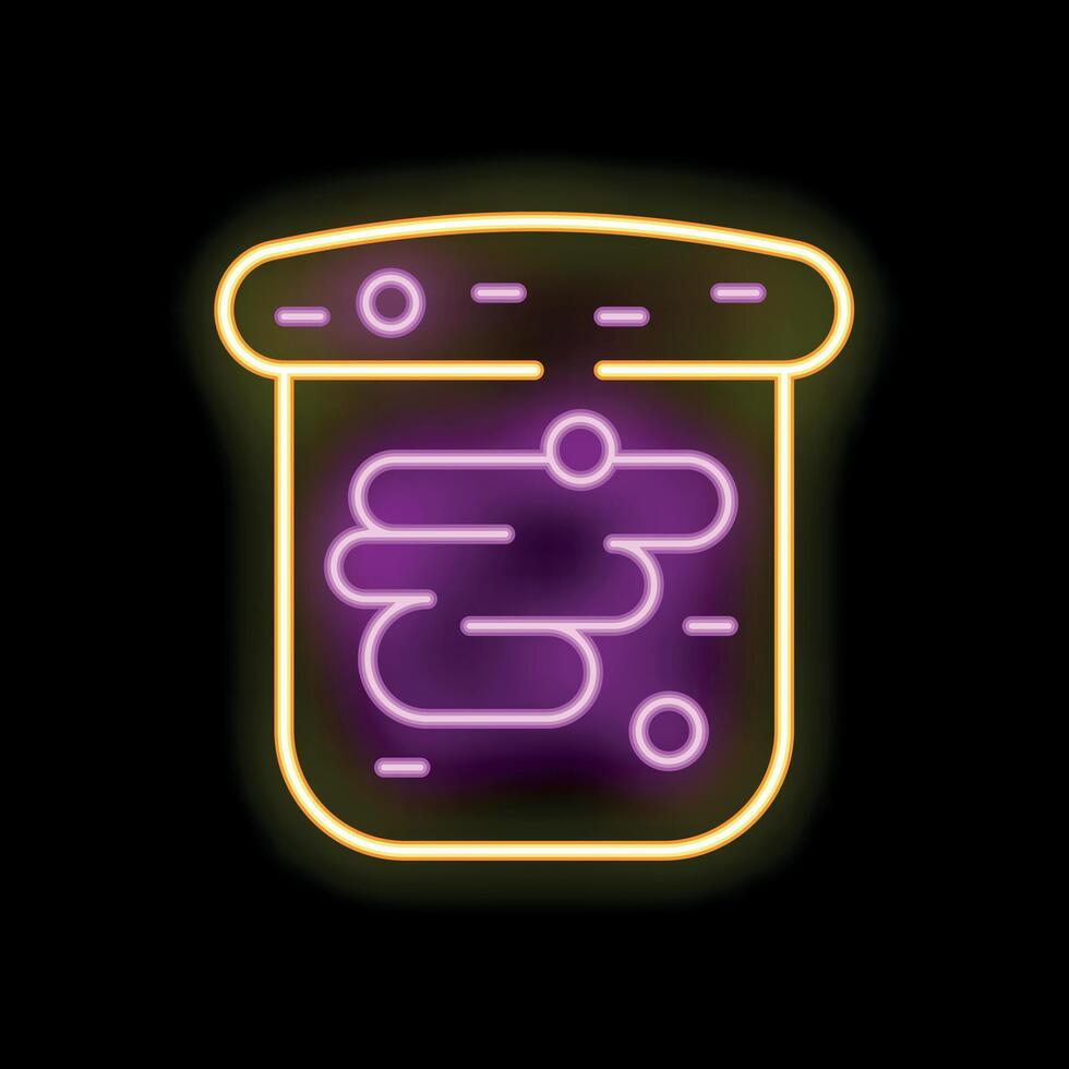 Neon sign showing erlenmeyer flask filled with liquid and bubbles for chemistry lab vector