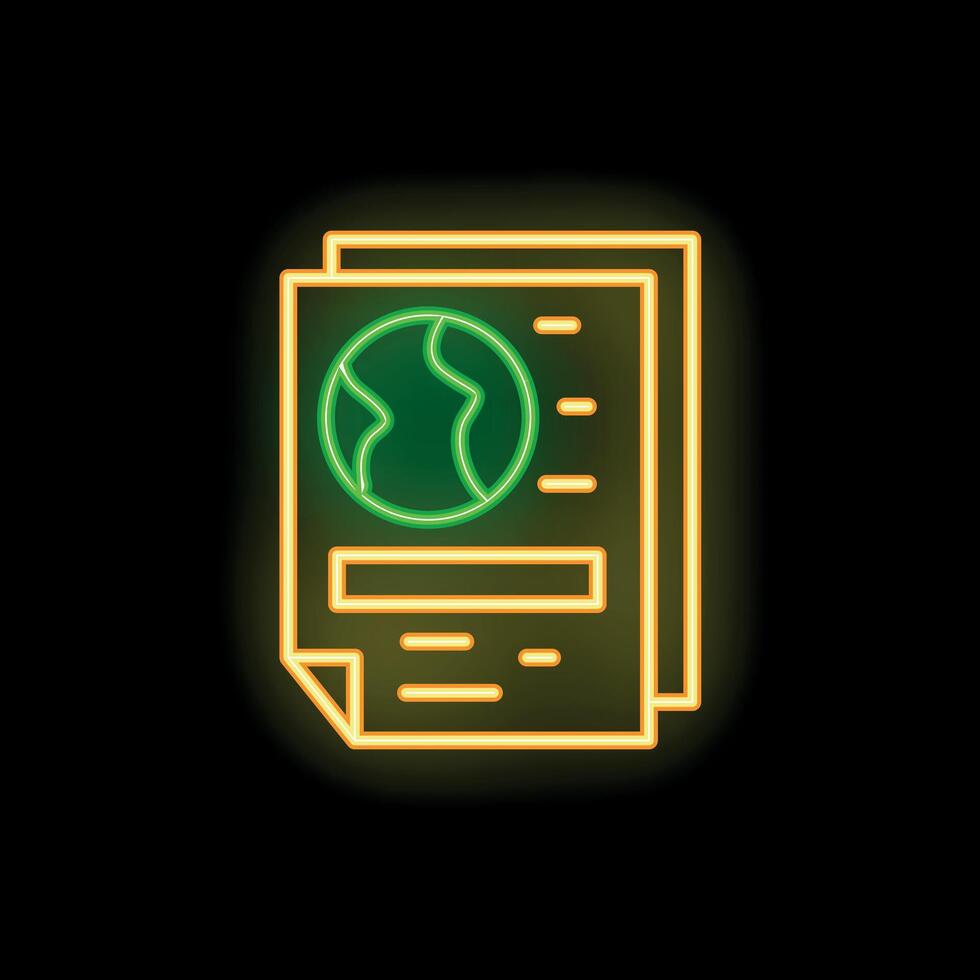 Neon icon of documents for world politics representing global affairs vector