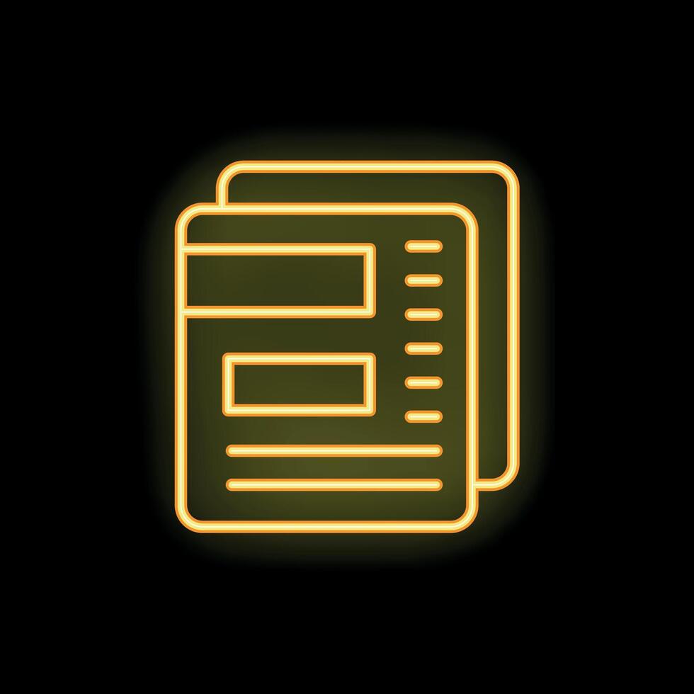 Neon yellow online survey icon on black background vector