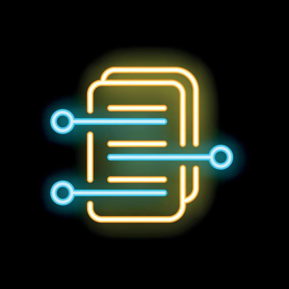 Neon icon of digital documents sharing connection vector
