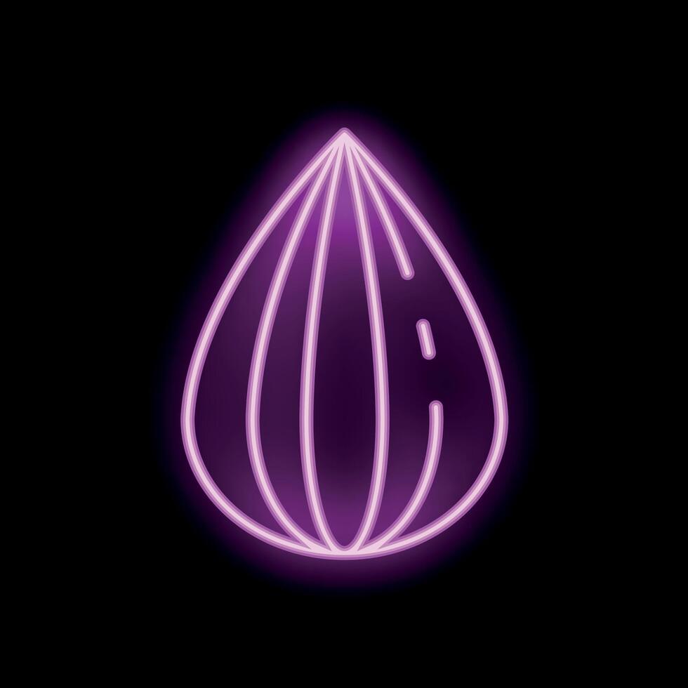Bright pink neon sign showing a fig on black background vector