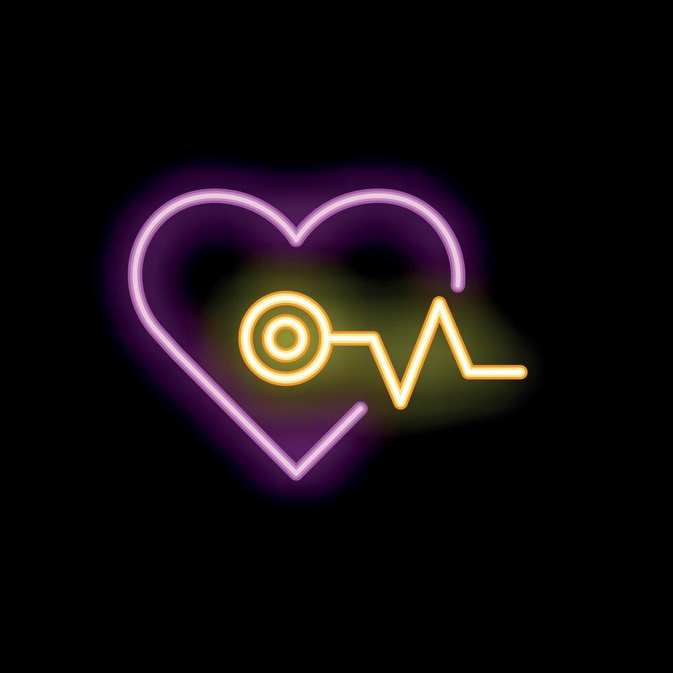 Neon heartbeat line showing key to healthy lifestyle vector