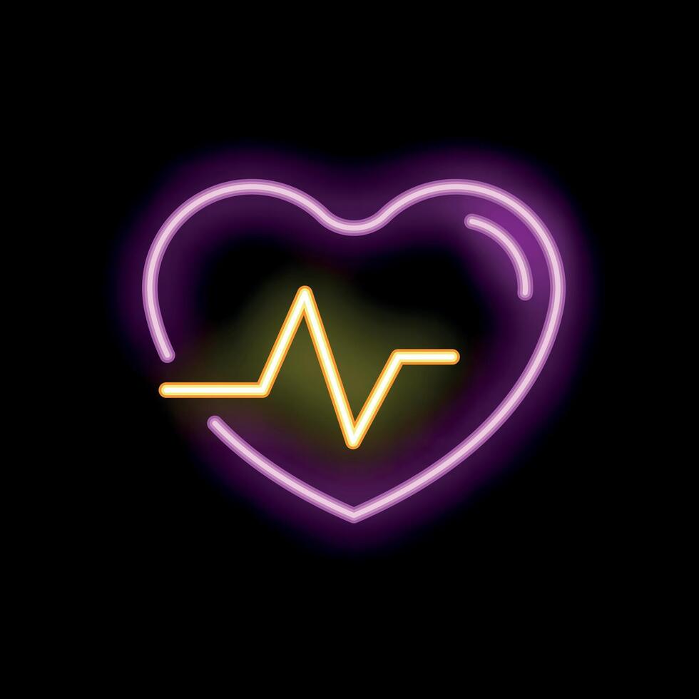 Neon heartbeat symbol showing healthcare and love vector