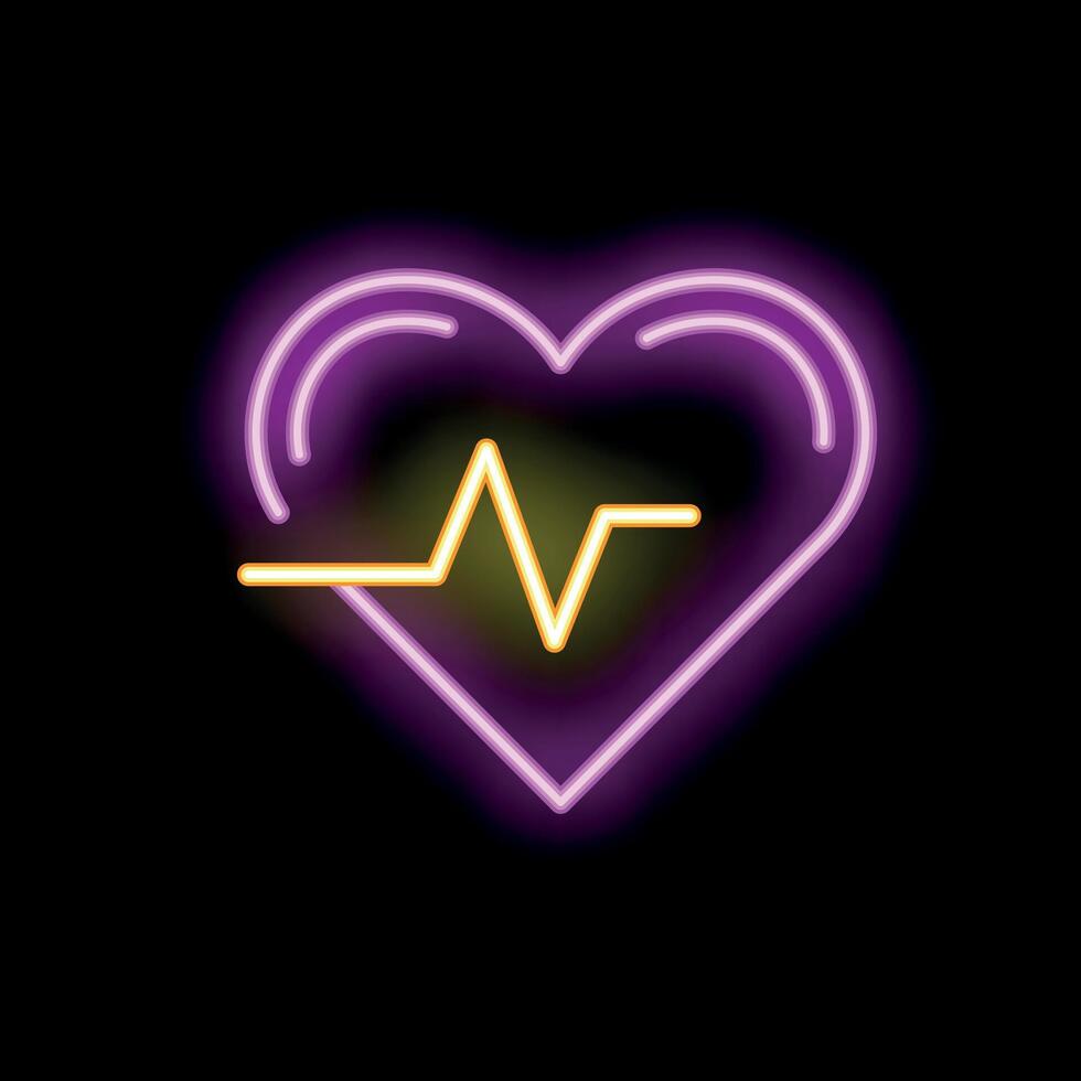 Neon heartbeat showing healthcare and cardiology vector