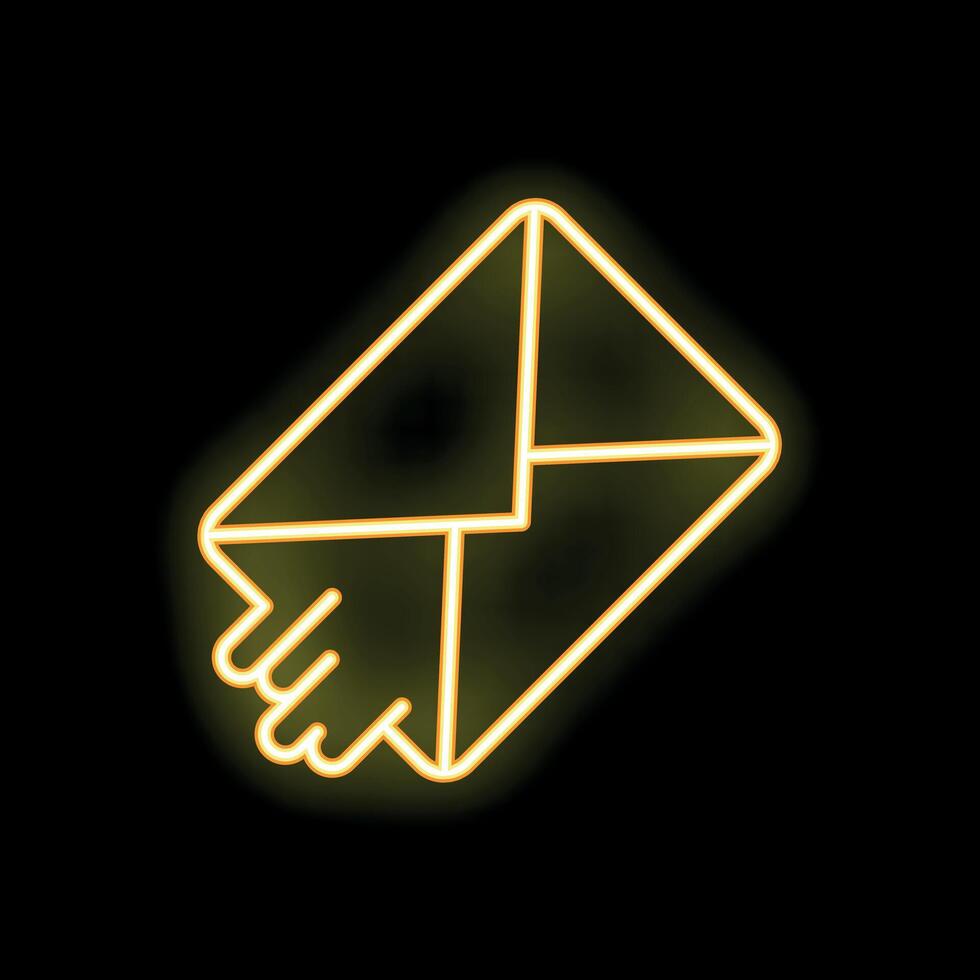 Neon envelope sending email message communication icon vector